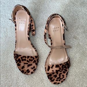 leopard block heels